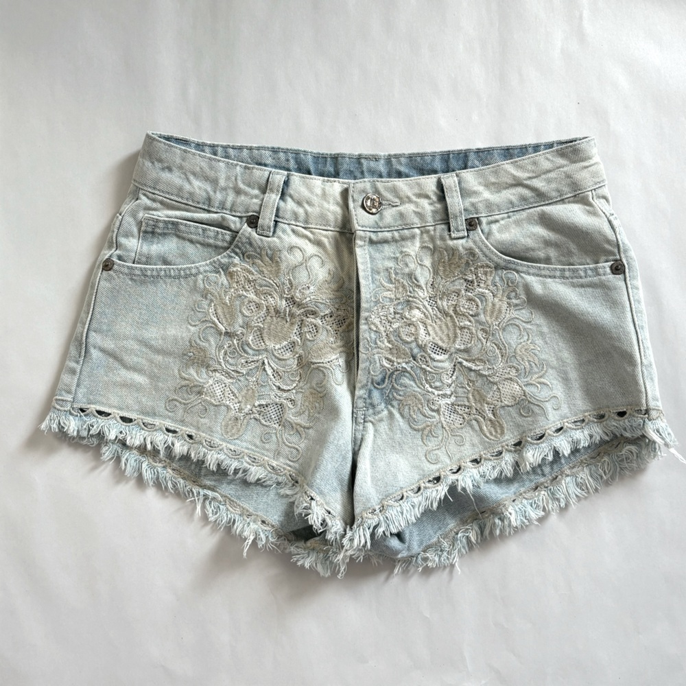 Rare Farm Rio Embroidered‎ Jean Shorts Festival Boho  Size 6 (38)